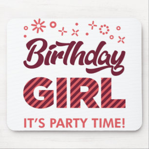 Birthday Girl Party Princess Crown Girls Mousepad