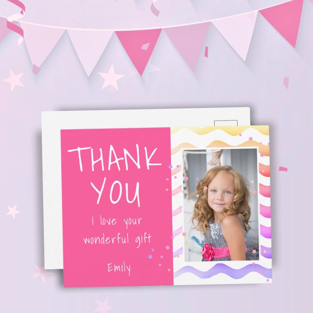 Birthday Girl Photo Thank you Postkarte (Von Creator hochgeladen)