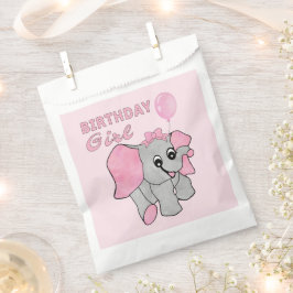 Birthday Girl Pink Baby Elephant Geschenktütchen