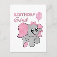 Birthday Girl Pink Baby Elephant