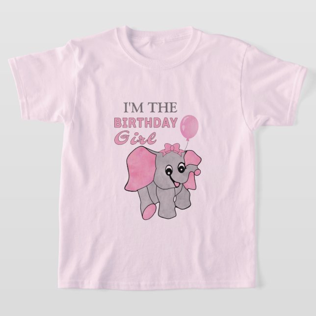 Birthday Girl Pink Baby Elephant T-Shirt (Ablage )