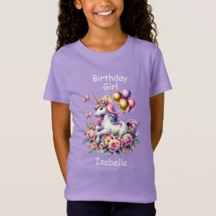 Birthday Girl Pink, Lila und Gold Unicorn T-Shirt