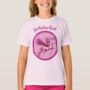 "Birthday Girl!" Pink Pegasus Fantasy Design T-Shirt