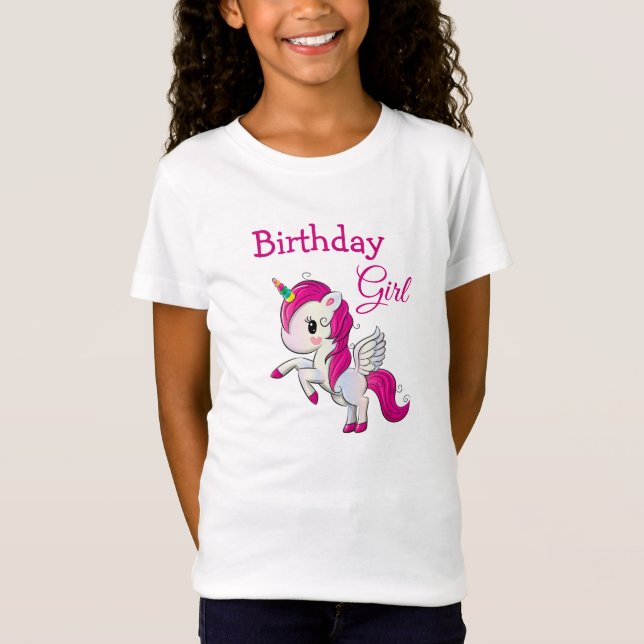 Birthday Girl Pink Unicorn Girl's Shirt (Vorderseite)
