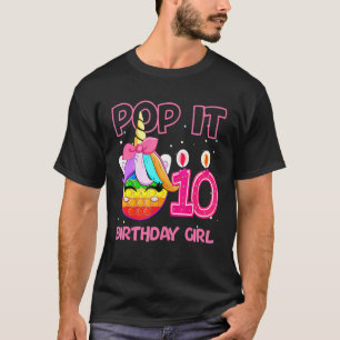 Birthday Girl Pop It 10th Birthday Unicorn Fidget T-Shirt