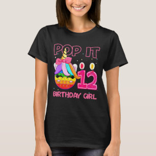 Birthday Girl Pop It 12th Birthday Unicorn Fidget  T-Shirt