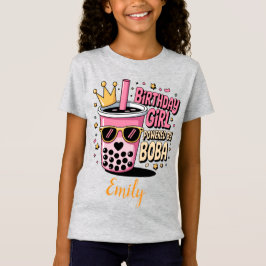 Birthday Girl Powered by Boba Bubble Tea Party T-Shirt