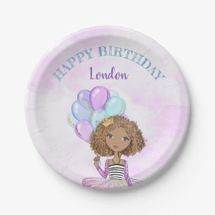 Birthday Girl Princess Afroamerikaner Pappteller