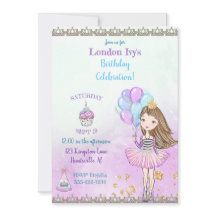 Birthday Girl Princess Cupcake Balloons Lavender