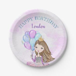 Birthday Girl Princess Lavender Lila Türkis Pappteller