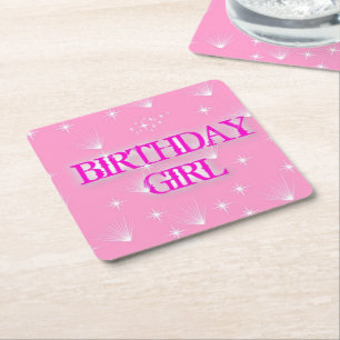 BIRTHDAY GIRL RECHTECKIGER PAPPUNTERSETZER