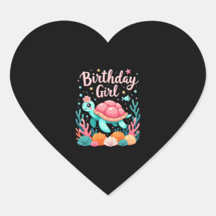 Birthday Girl Sea Turtle Thema Geburtstagsparty Oc Herz-Aufkleber