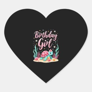 Birthday Girl Sea Turtle Thema Geburtstagsparty Oc Herz-Aufkleber