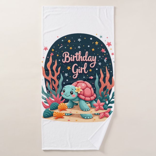 Birthday Girl Sea Turtle Theme Birthday Party Ocea Badehandtuch (Badehandtuch)