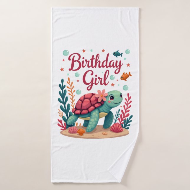 Birthday Girl Sea Turtle Theme Birthday Party Ocea Badehandtuch (Badehandtuch)
