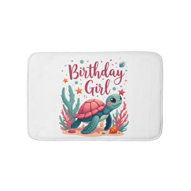 Birthday Girl Sea Turtle Theme Birthday Party Ocea Badematte (Vorderseite)