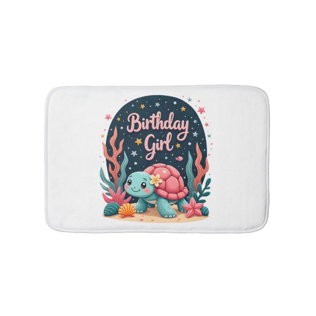 Birthday Girl Sea Turtle Theme Birthday Party Ocea Badematte (Vorderseite)
