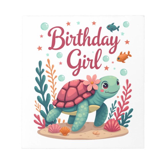Birthday Girl Sea Turtle Theme Birthday Party Ocea Notizblock (Vorderseite)
