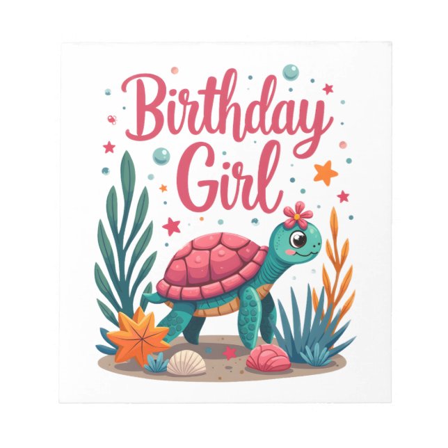 Birthday Girl Sea Turtle Theme Birthday Party Ocea Notizblock (Vorderseite)