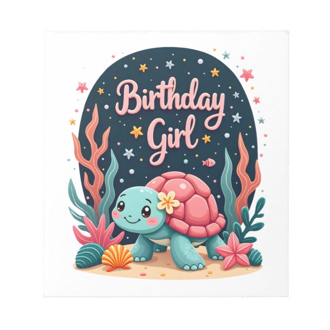 Birthday Girl Sea Turtle Theme Birthday Party Ocea Notizblock (Vorderseite)