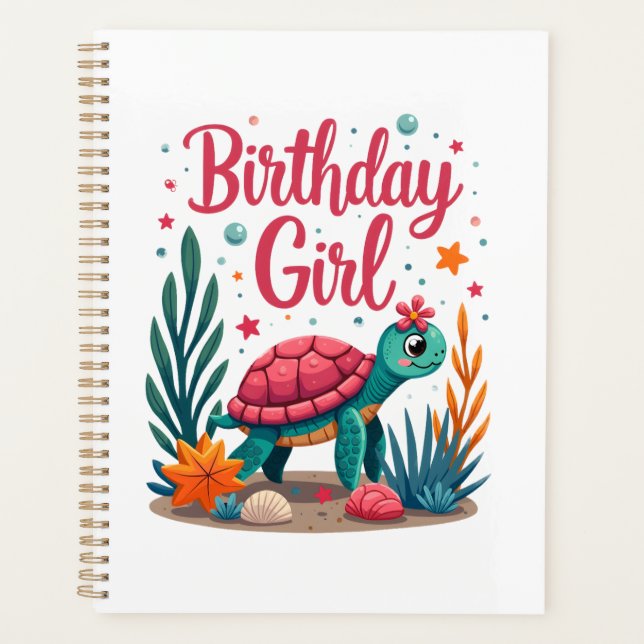 Birthday Girl Sea Turtle Theme Birthday Party Ocea Planer (Vorderseite)