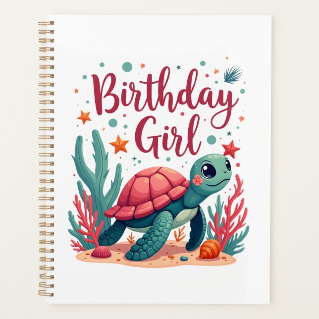 Birthday Girl Sea Turtle Theme Birthday Party Ocea Planer (Vorderseite)