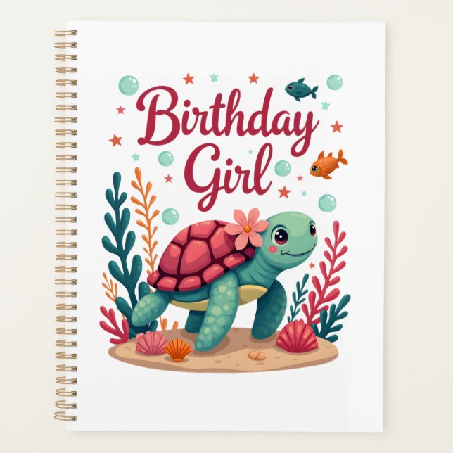 Birthday Girl Sea Turtle Theme Birthday Party Ocea Planer (Vorderseite)