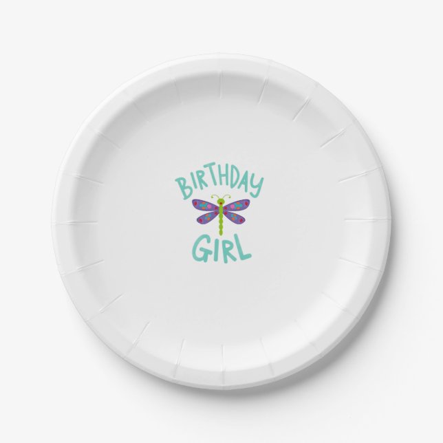 Birthday girl shirt Dragonfly birthday party tee s Pappteller (Vorderseite)