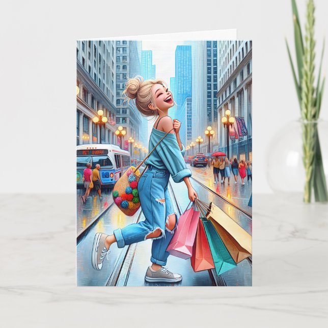 Birthday Girl Shopping Karte (Vorderseite)