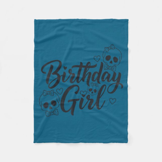 Birthday Girl Skull Skeleton Lover Cute Funny Kawa Fleecedecke (Vorderseite)