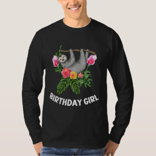 Birthday Girl Sloth farbenfrohe Blume Hängebaum T-Shirt