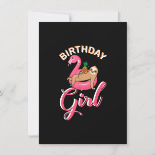Birthday Girl sloth flamingo Ananas niedlicher Poo Einladung