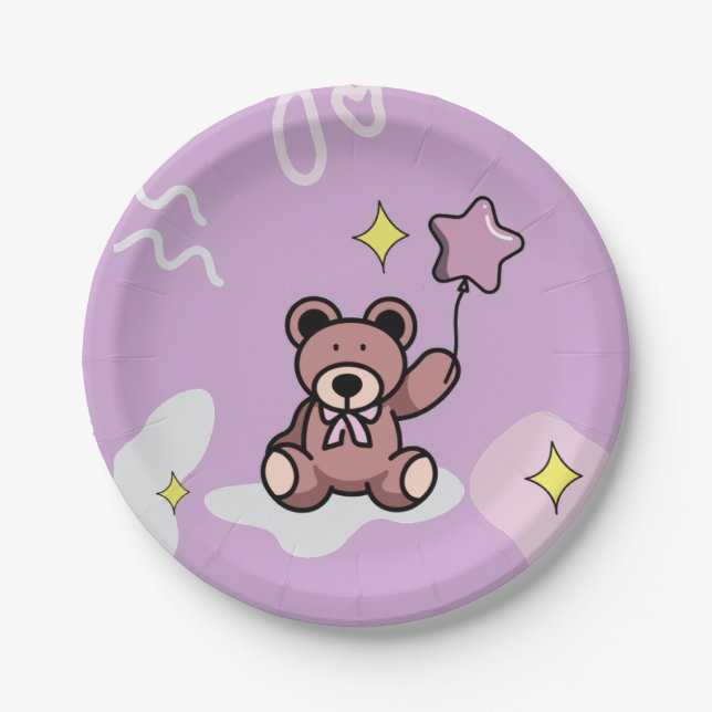 Birthday Girl Teddy Bear Pappteller (Vorderseite)