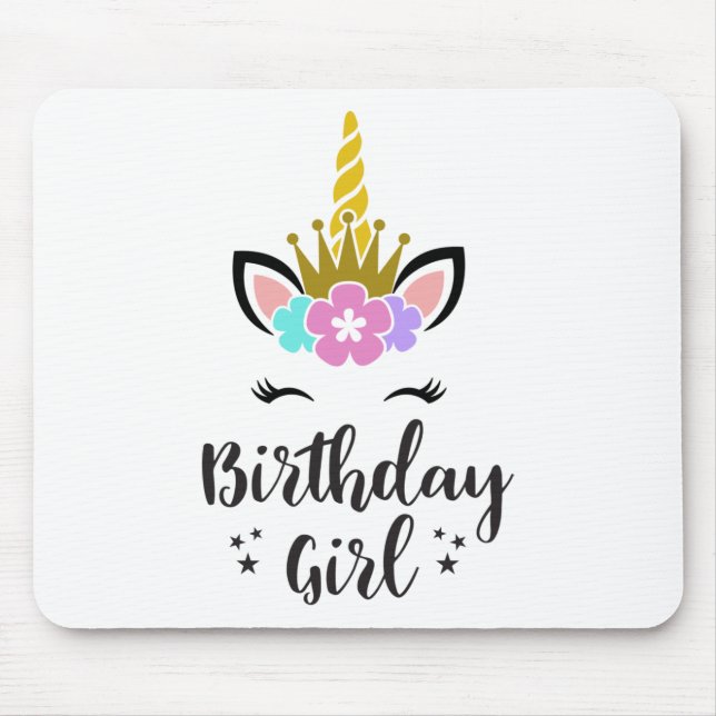 Birthday Girl Unicorn Mousepad (Vorne)