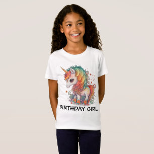 BIRTHDAY GIRL UNICORN T - SHIRT