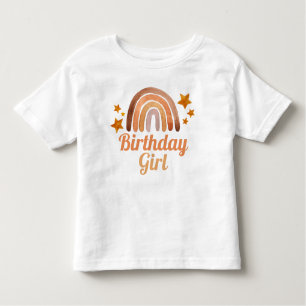 Birthday Girl Watercolor Boho Rainbow & Stars  Kleinkind T-shirt