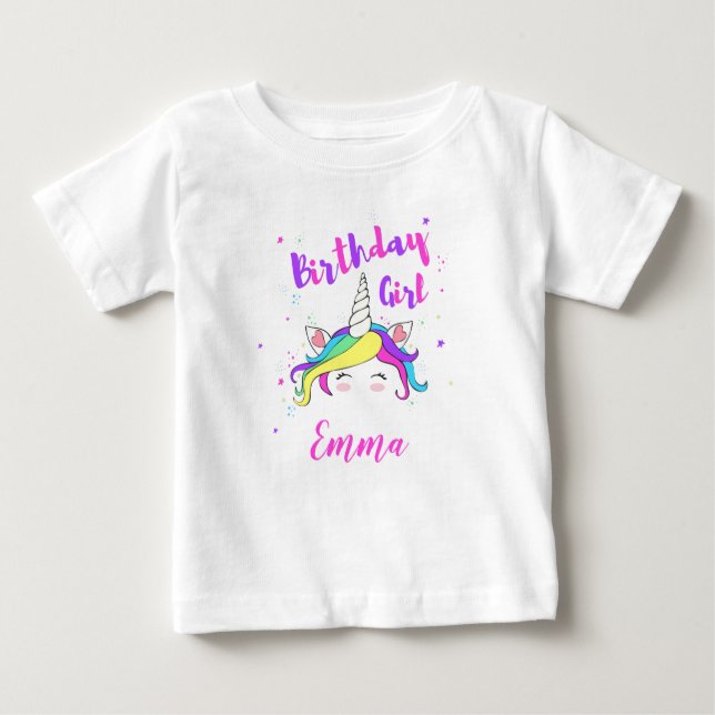 Birthday girl with customizable name baby t-shirt (Vorderseite)
