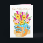 Birthday Girlfriend Bouquet Blume Honey Karte<br><div class="desc">Süß mit einer Touch Land und Gläsern Honig. Dieses Landgal wird diese lustige Karte Liebe. Siehe andere Kategorien mit dem gleichen Bild.</div>