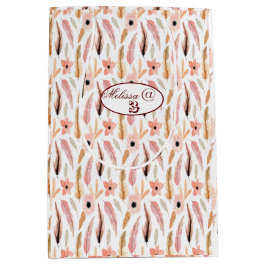 Birthday Girly Pink Blumenmuster Watercolor Medi Mittlere Geschenktüte
