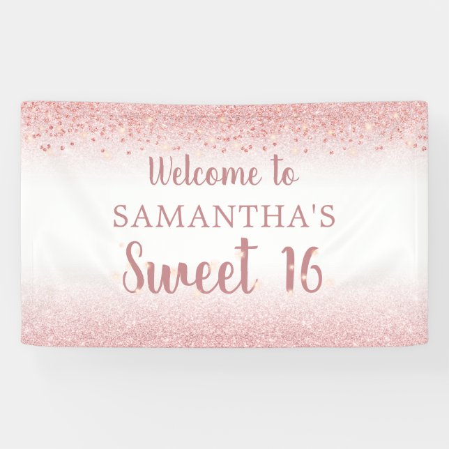 Birthday Girly Rose Gold Glitzer Sparkone Banner (Horizontal)