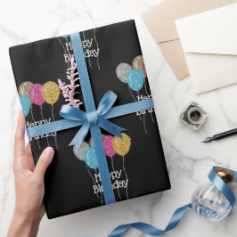 Birthday Glitzer Balloons Muster Geschenkpapier