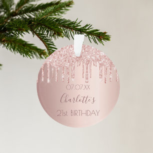 Birthday Glitzer Rose gold pink 21 moderne Bezeich Ornament