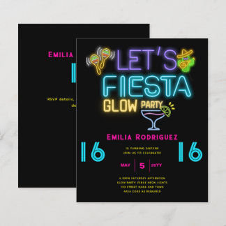 BIRTHDAY Glow Party Invitación Fiesta de Neón