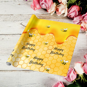 Birthday glückliche Hummeln Honigwabentropfen Geschenkpapier