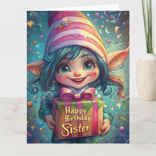 Birthday Gnome - Happy Birthday Sister Karte