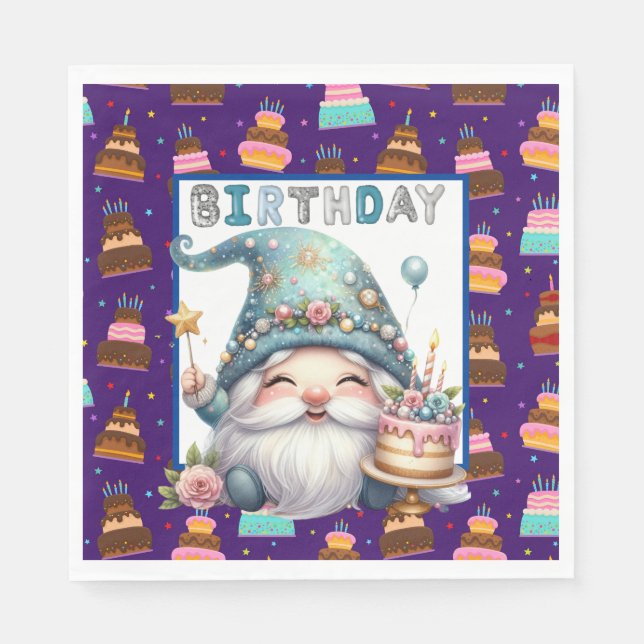 Birthday Gnome Serviette (Vorderseite)