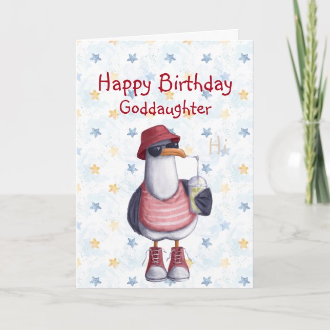 Birthday Godtoy Fun Cool Seagull Bird Card Karte (Vorderseite)