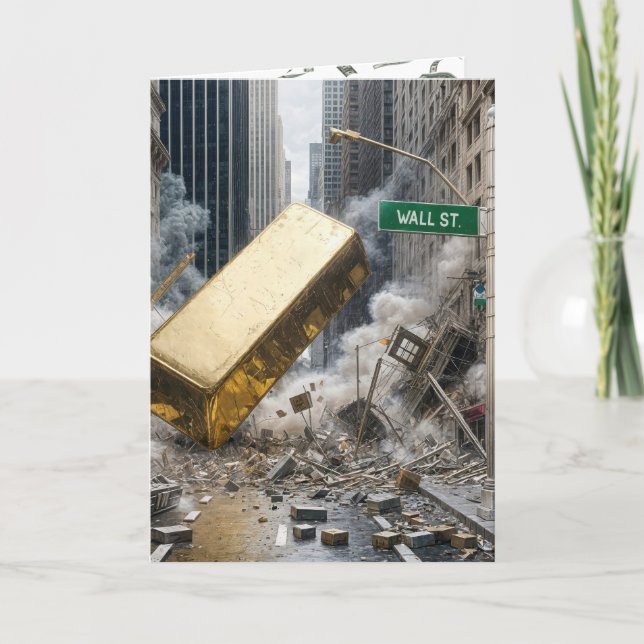 Birthday Gold Bar Crashing Wall Street Karte (Vorderseite)