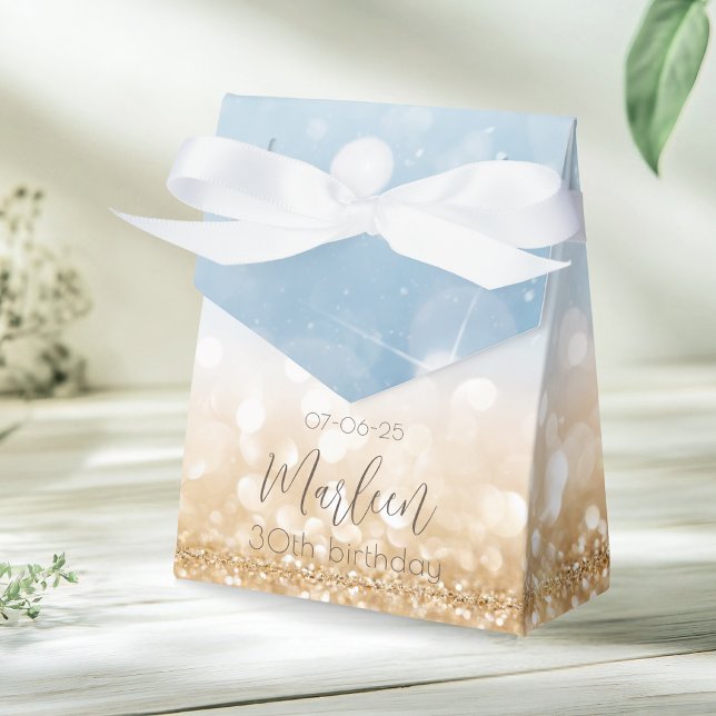 Birthday Gold Champagner hellblau glitzerndes Gold Geschenkschachtel (Von Creator hochgeladen)