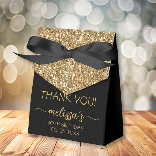 Birthday Gold Glitzer Monogram Script Vielen Dank Geschenkschachtel